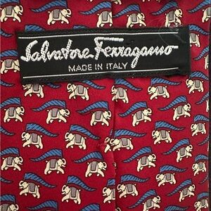 Salvatore Ferragamo Burgundy Tie with Elephant Design
